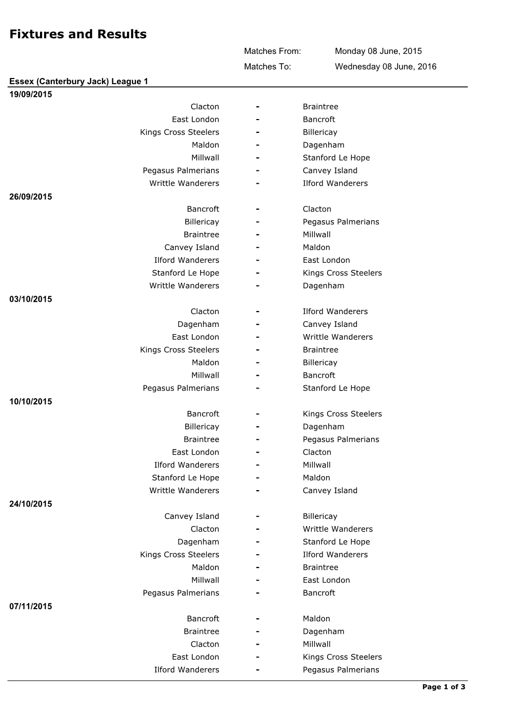 Fixtures and Results