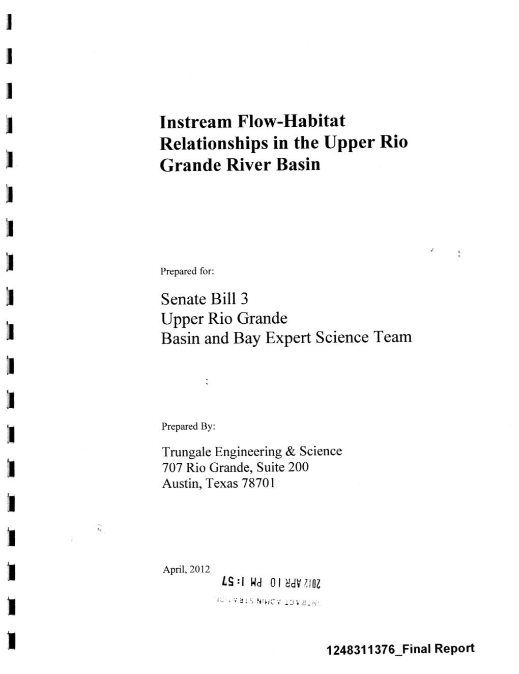 Instream Flow-Habitat Relationships in the Upper Rio Grande River Basin