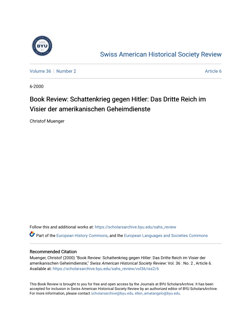 Book Review: Schattenkrieg Gegen Hitler: Das Dritte Reich Im Visier Der Amerikanischen Geheimdienste