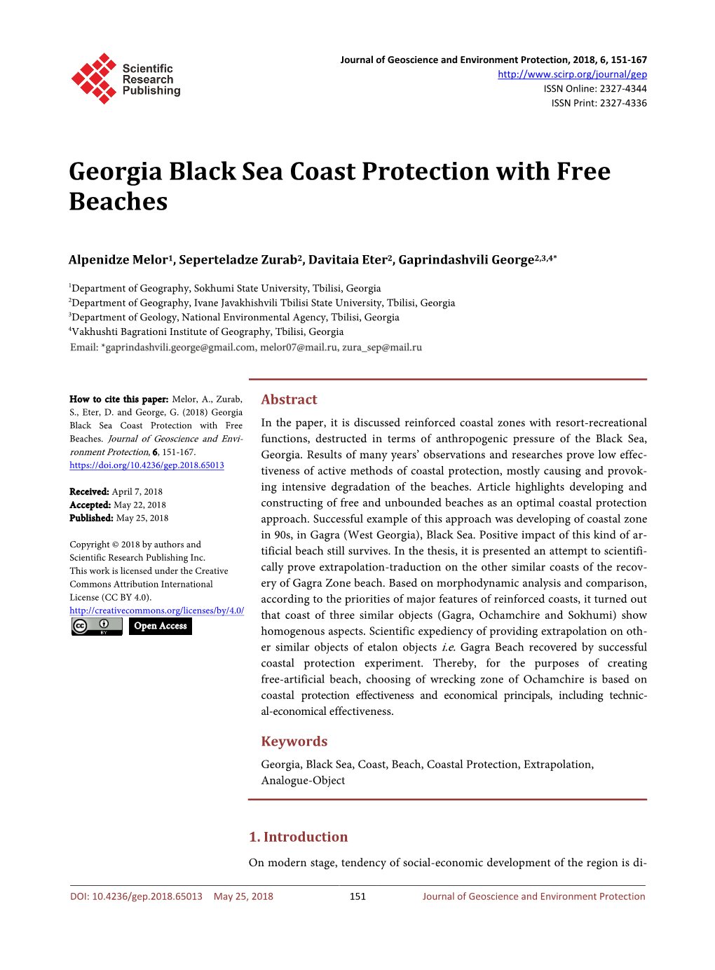 Georgia Black Sea Coast Protection with Free Beaches