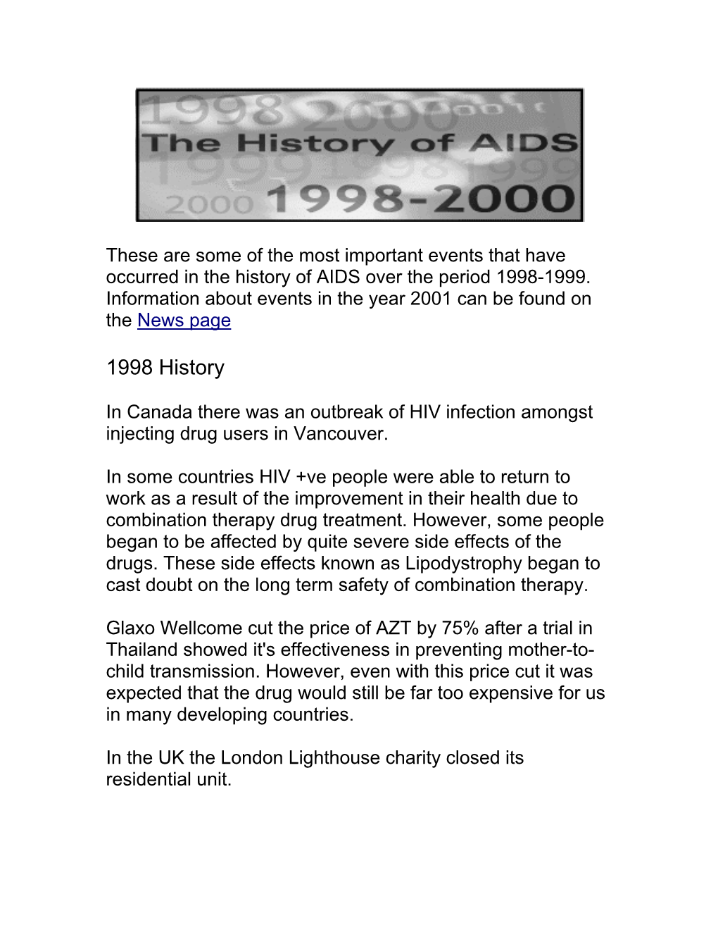 Aids History 1998-2002