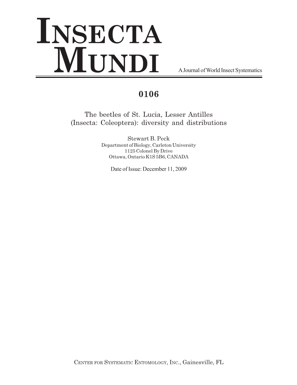 INSECTA MUNDI a Journal of World Insect Systematics