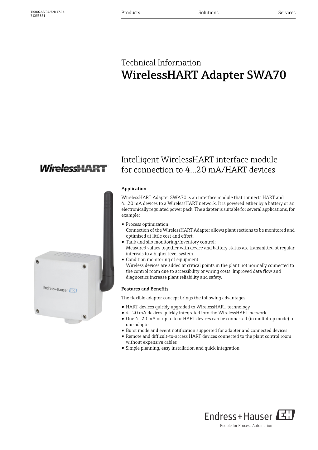 Wirelesshart Adapter SWA70