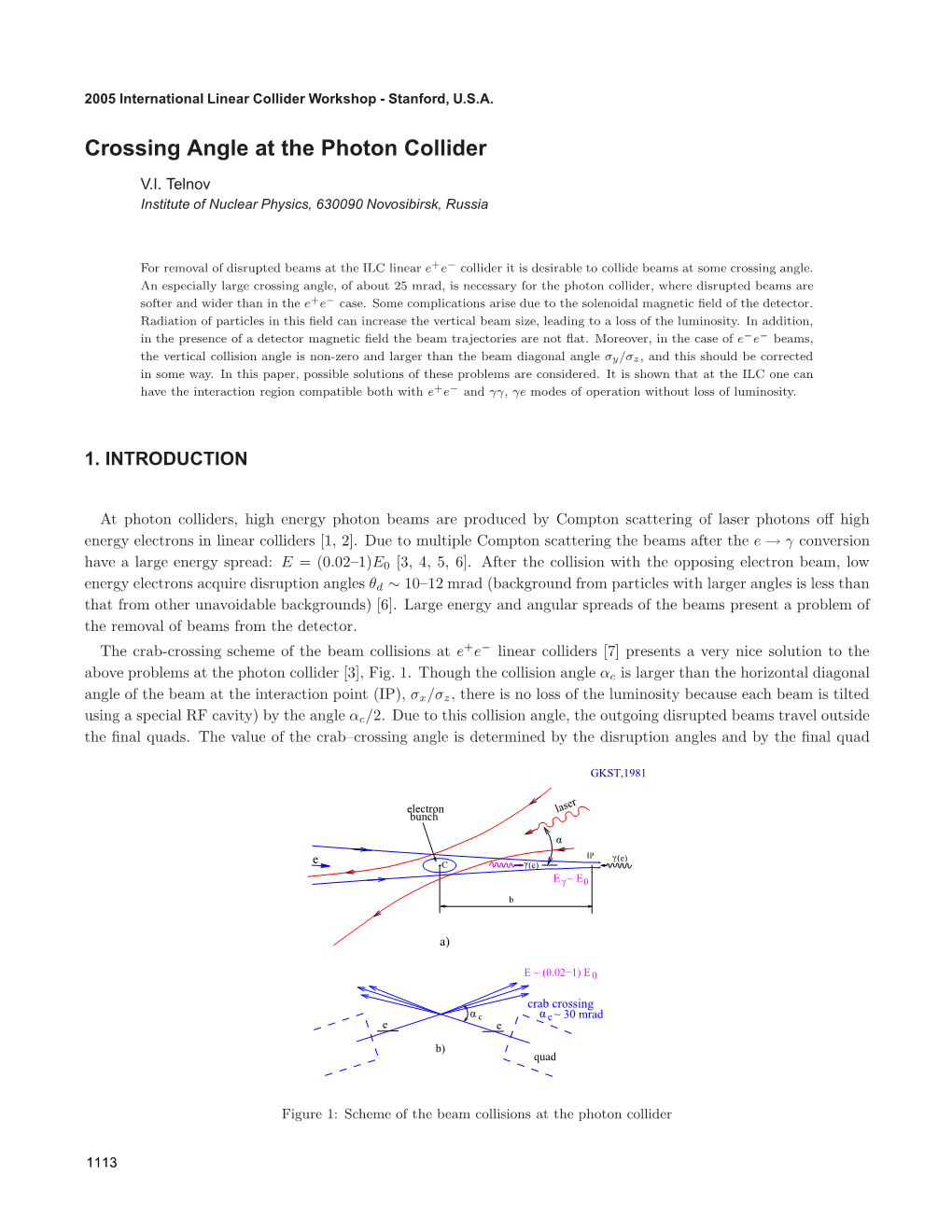 Crossing Angle at the Photon Collider