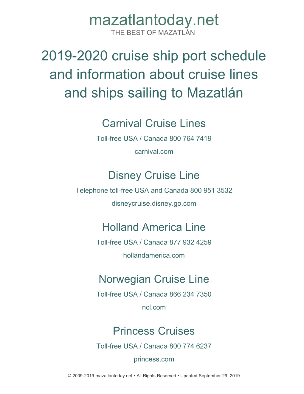 Free Mazatlan Cruise Ship Arrival Schedule 2019
