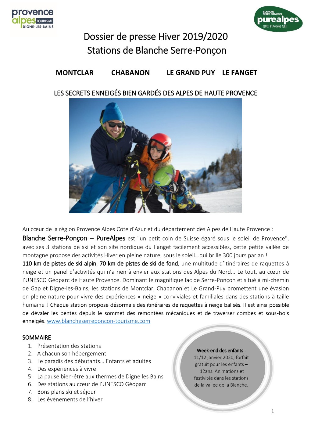 Dossier De Presse Hiver 2019/2020 Stations De Blanche Serre-Ponçon