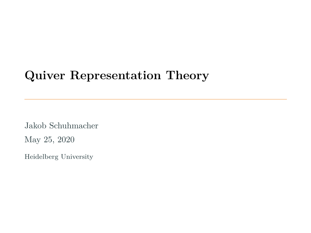 Quiver Representation Theory