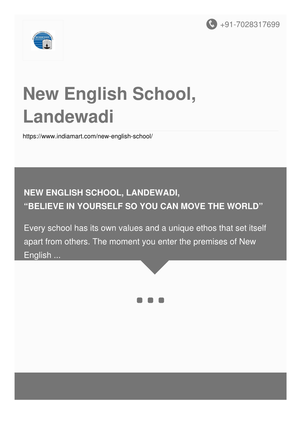 New English School, Landewadi