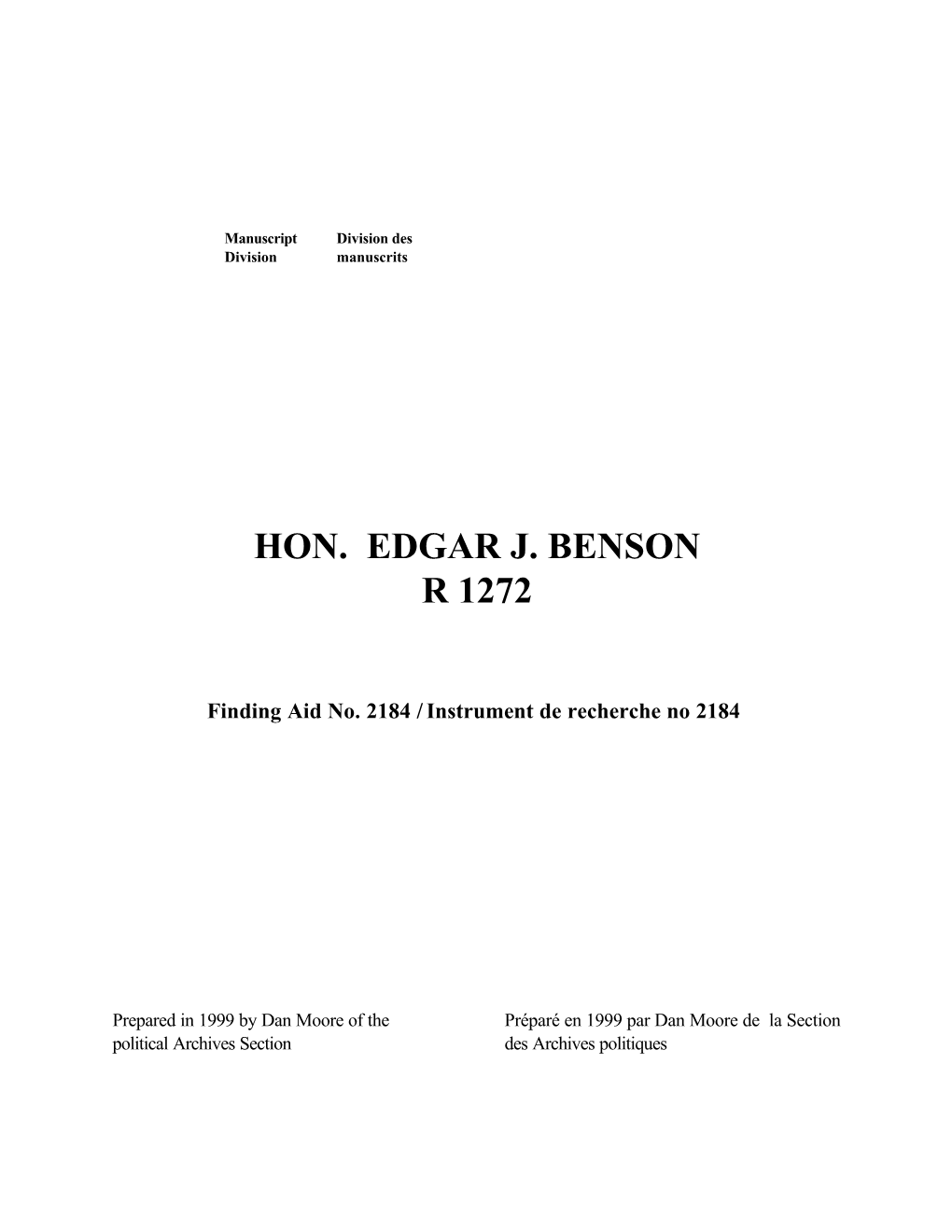 Hon. Edgar J. Benson R 1272