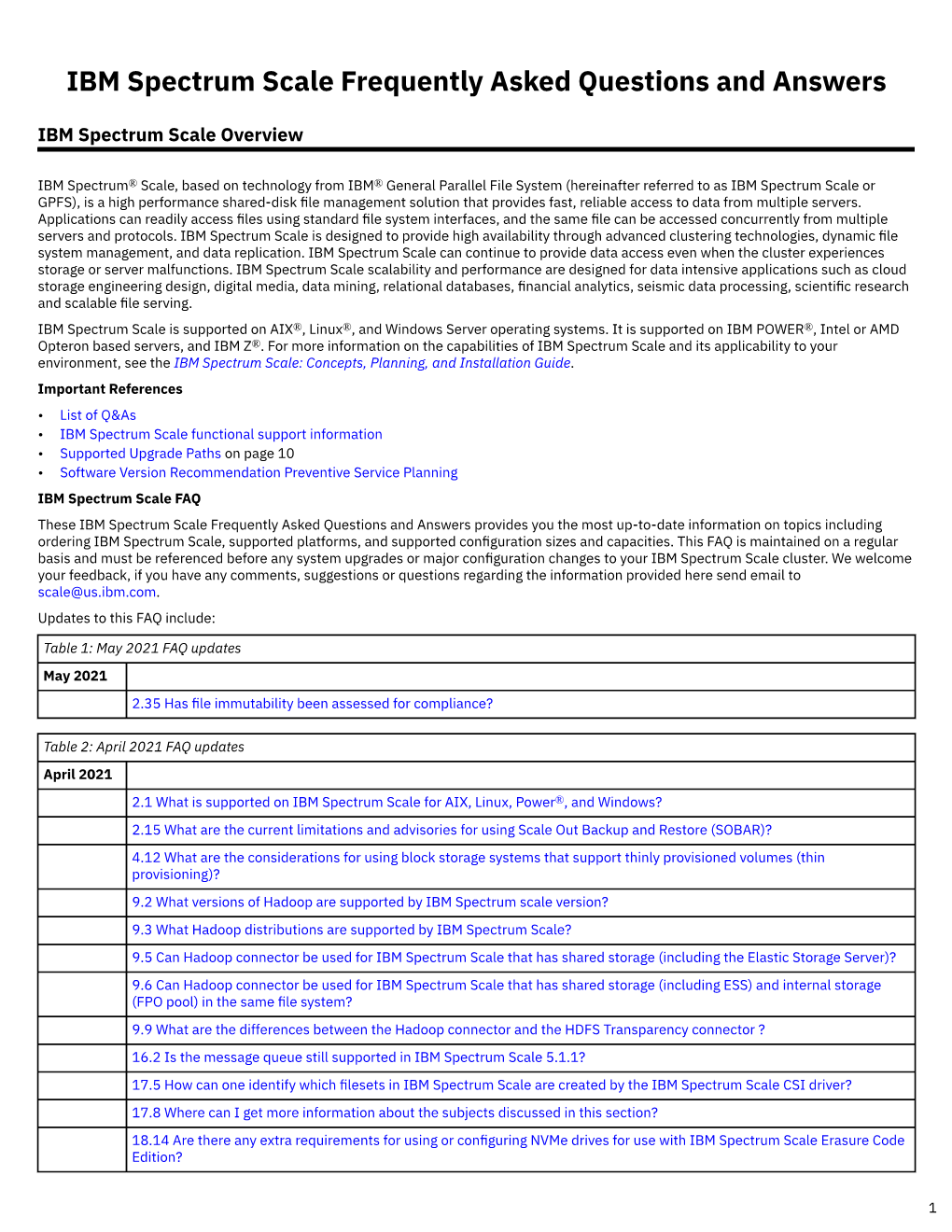 IBM Spectrum Scale Frequently Asked Questions and Answers