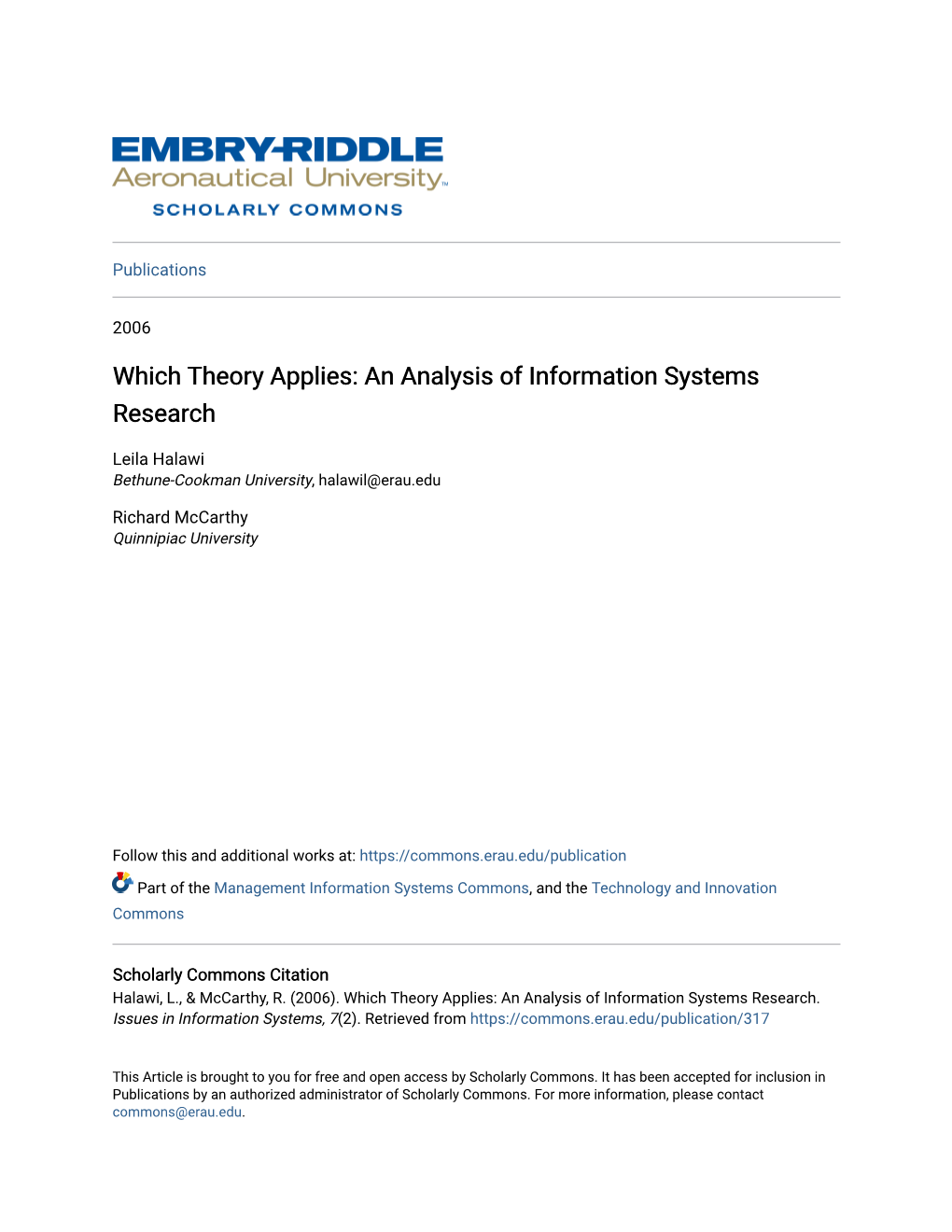 Which Theory Applies: an Analysis of Information Systems Research