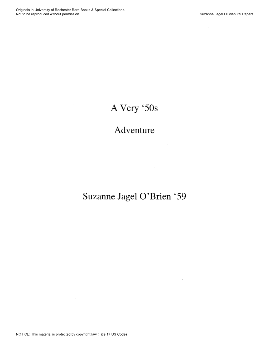 '50S Adventure Suzanne Jagel O'brien