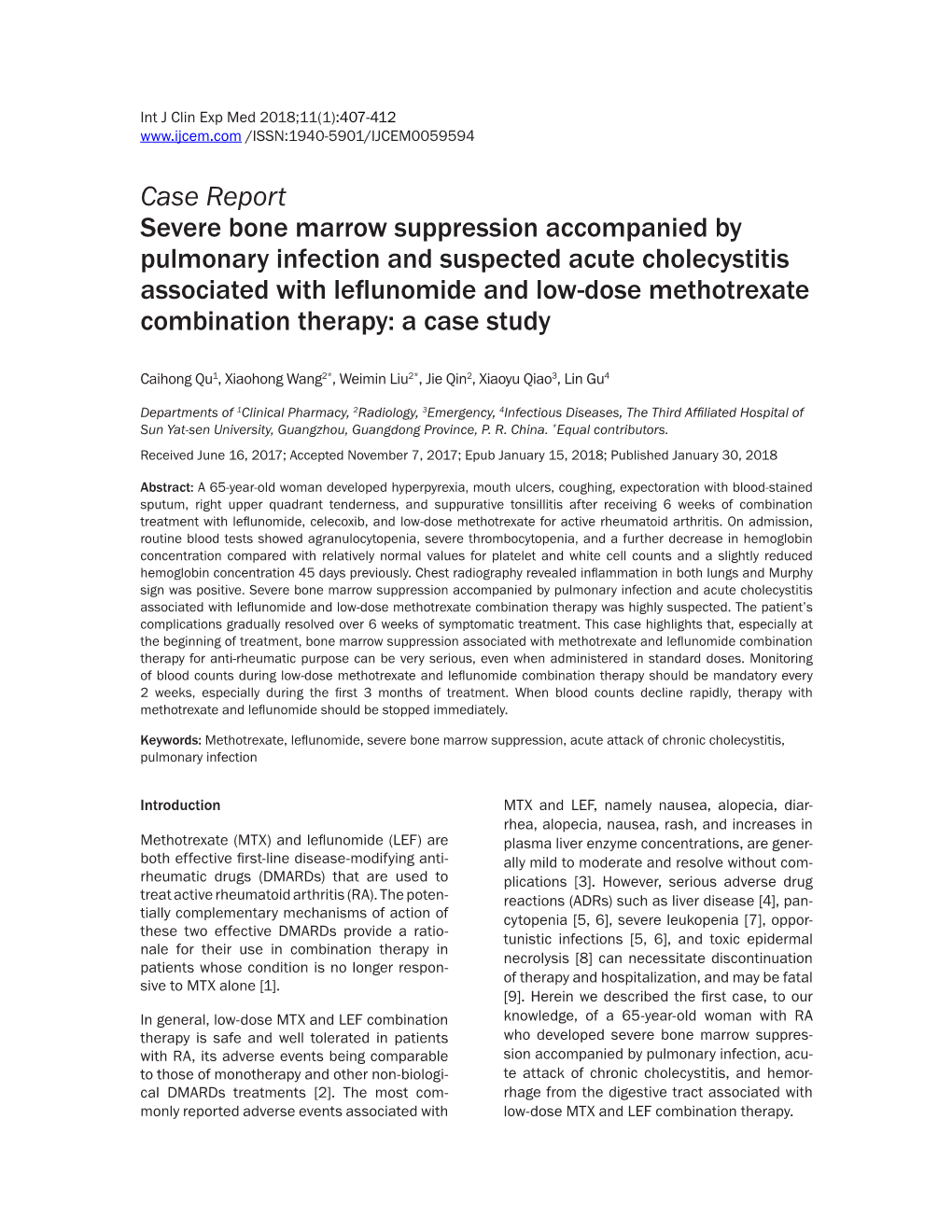 Case Report Severe Bone Marrow Suppression Accompanied By