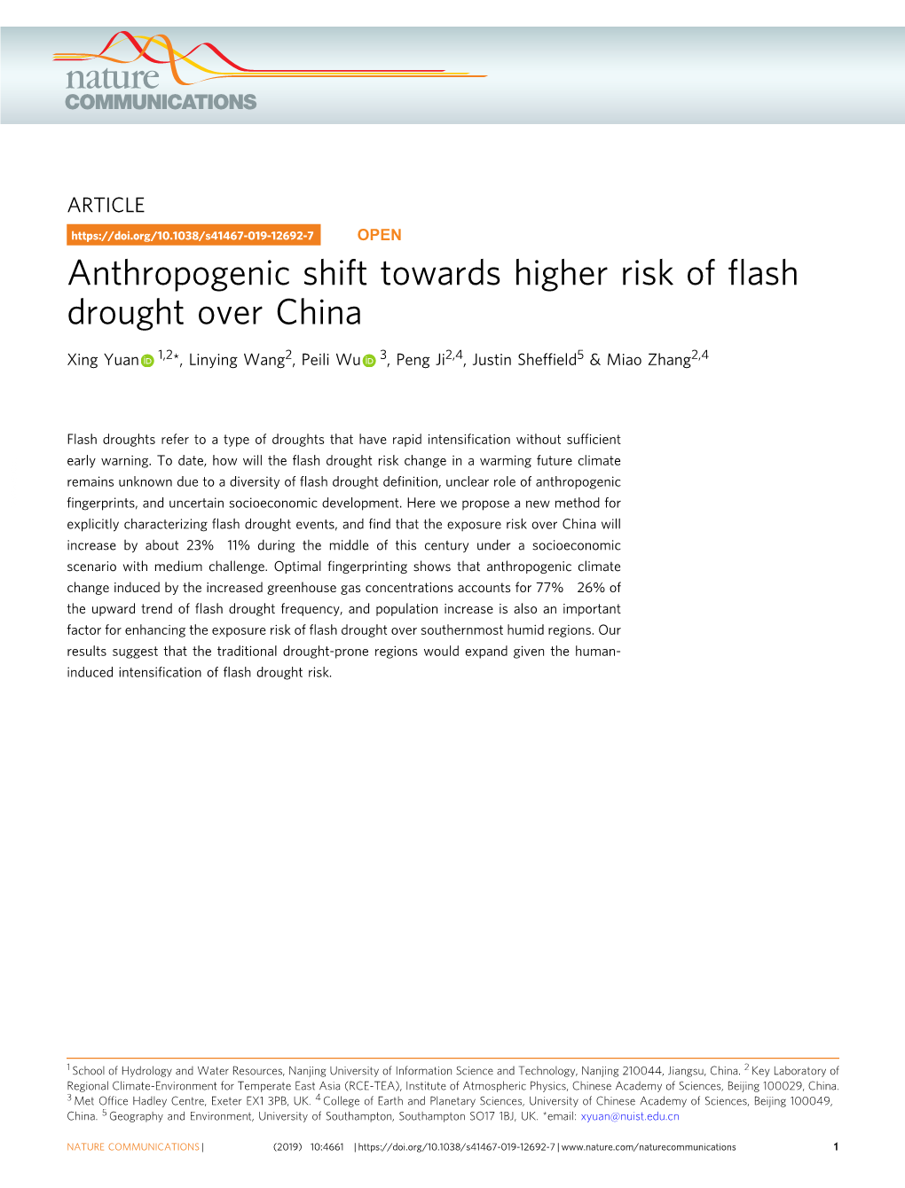 Anthropogenic Shift Towards Higher Risk of Flash Drought Over China
