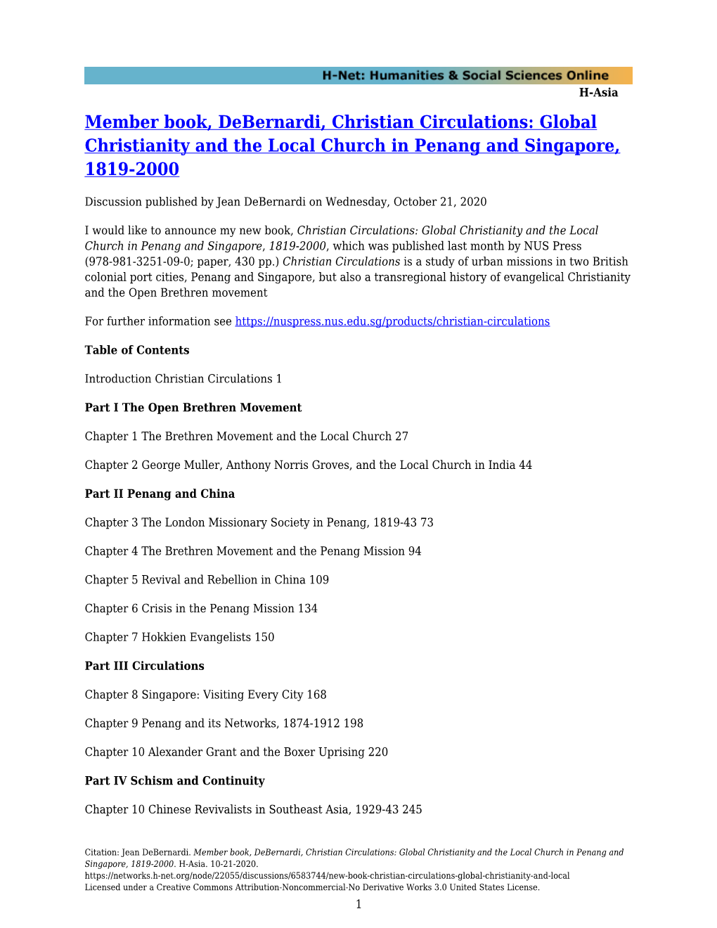 Global Christianity and the Local Church in Penang and Singapore, 1819-2000