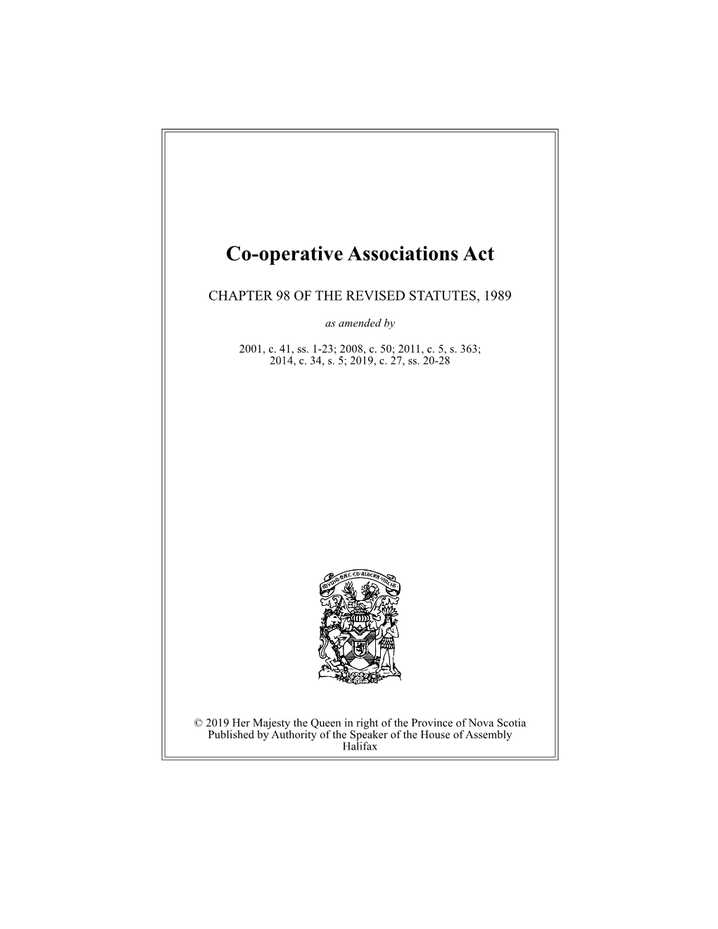 Co-Operative Associations Act