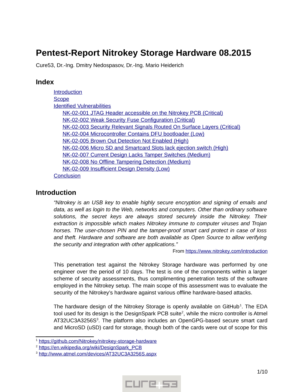 Pentest-Report Nitrokey Storage Hardware 08.2015 Cure53, Dr.-Ing