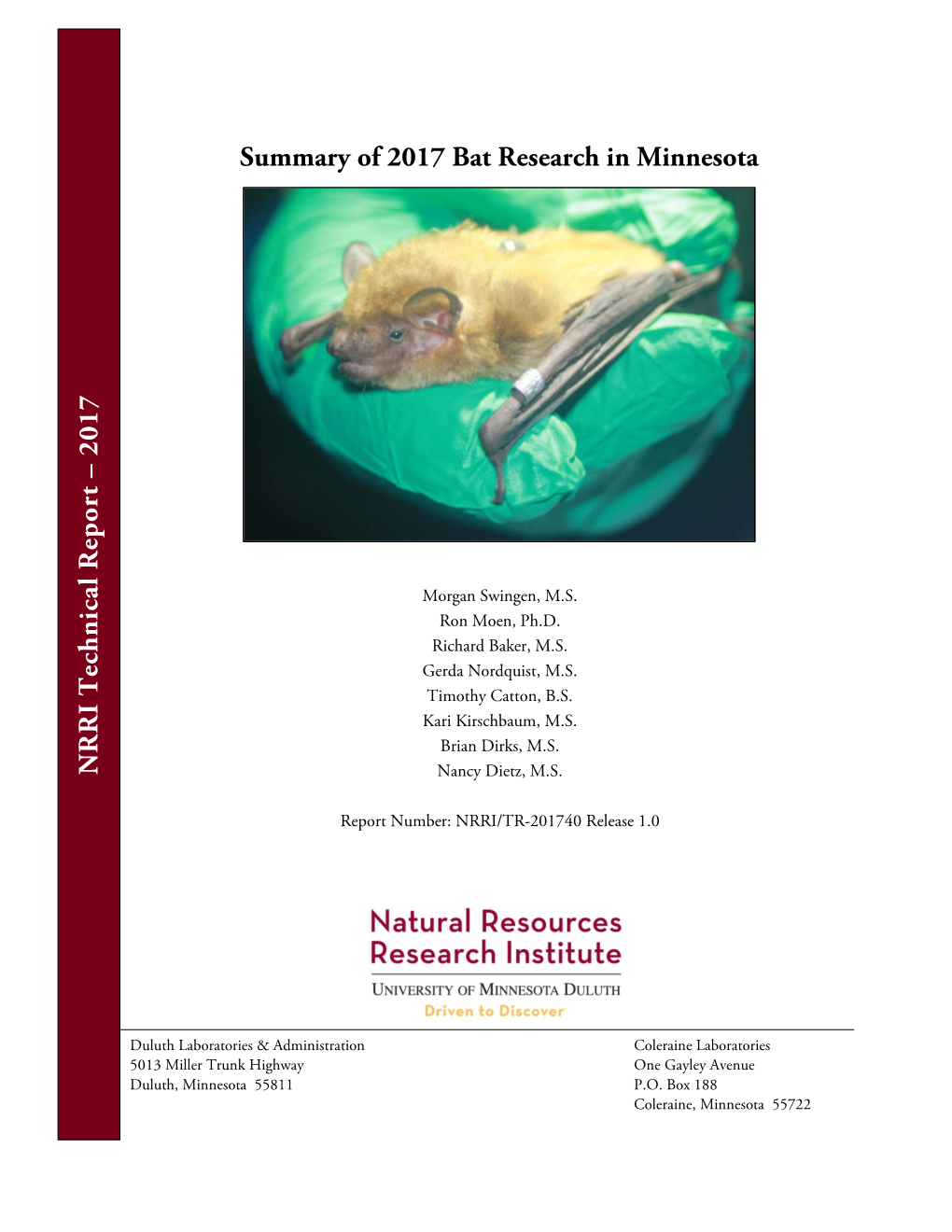 Summary of 2017 MN Bat Research