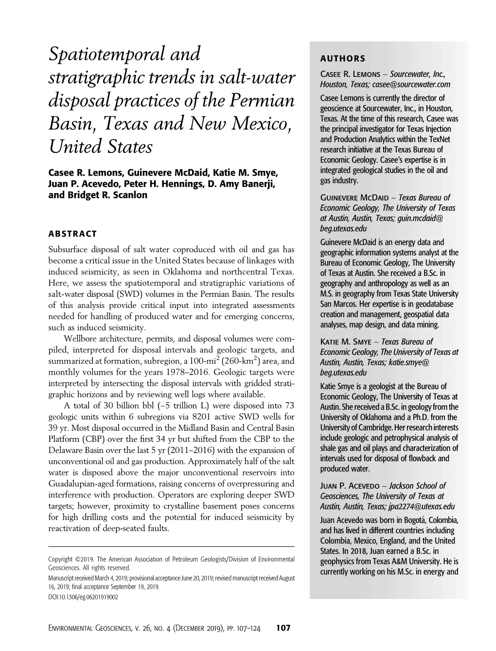 Spatiotemporal and Stratigraphic Trends in Salt-Water Disposal