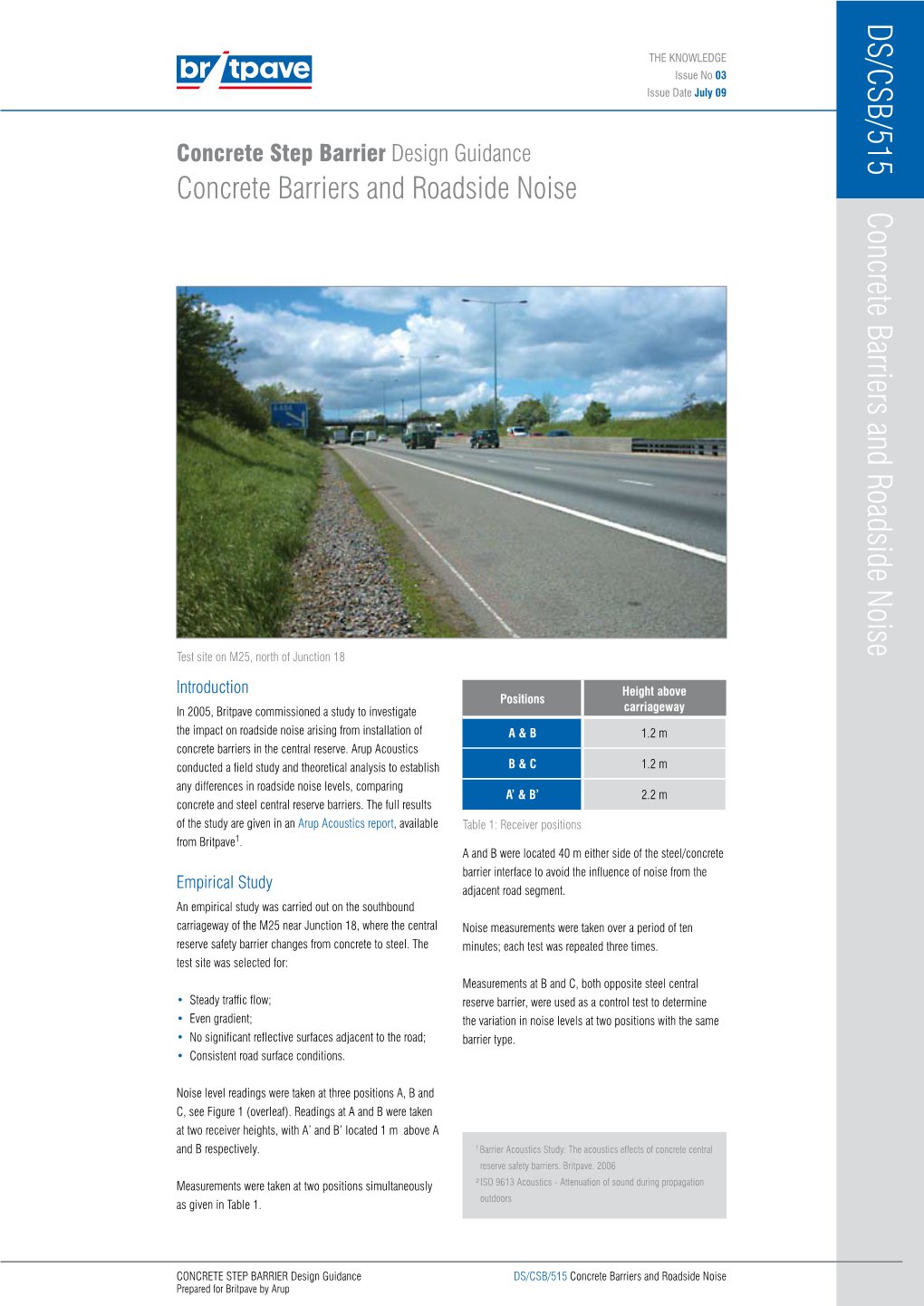 Concrete Barriers and Roadside Noise DS/CSB/515