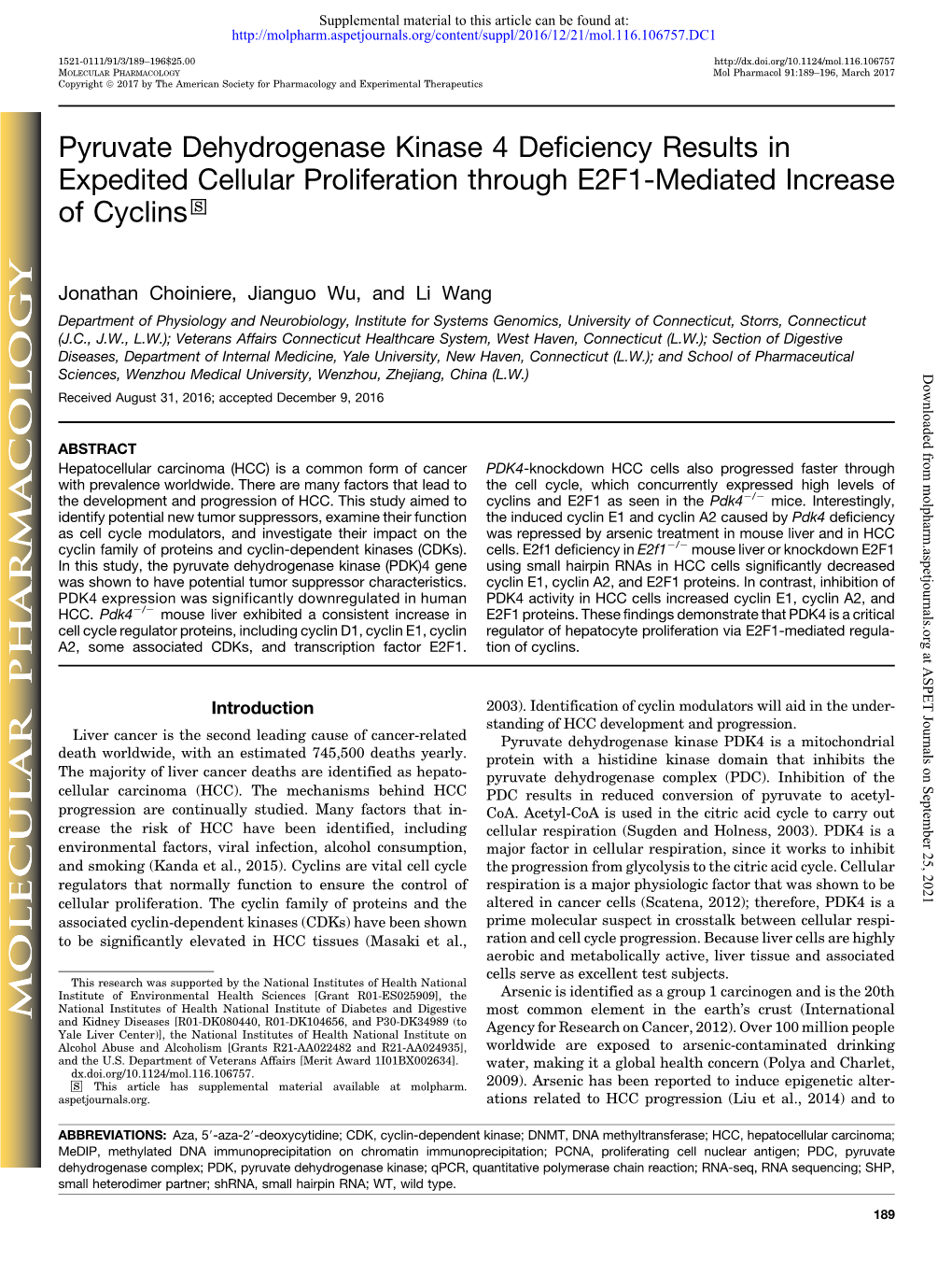 Pyruvate Dehydrogenase Kinase 4 Deficiency Results in Expedited Cellular Proliferation Through E2F1-Mediated Increase of Cyclins S