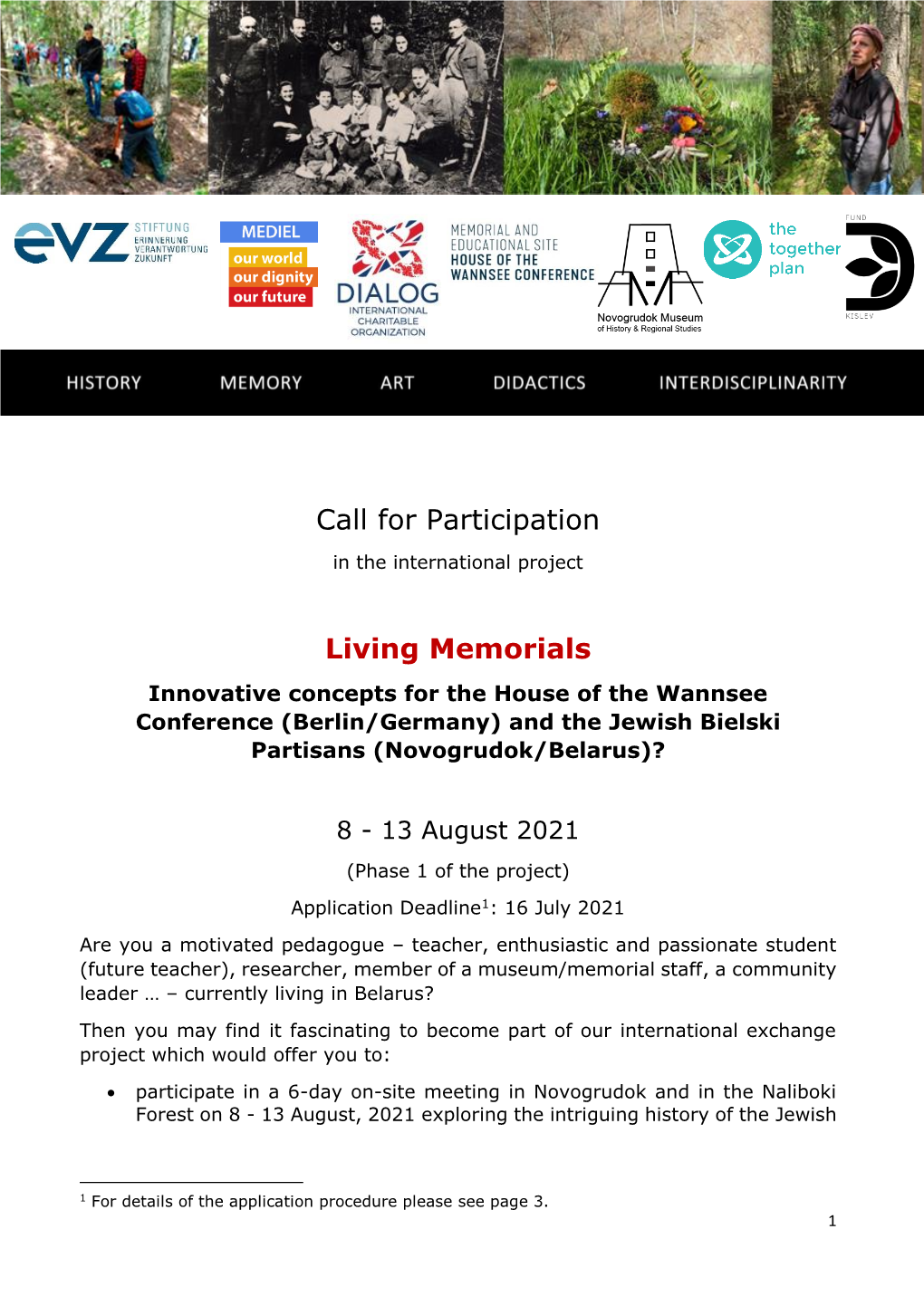 Call for Participation Living Memorials