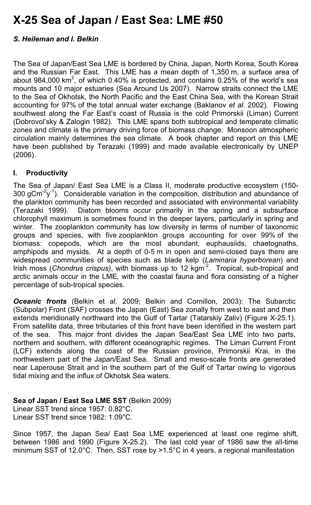 X-25 Sea of Japan / East Sea: LME #50