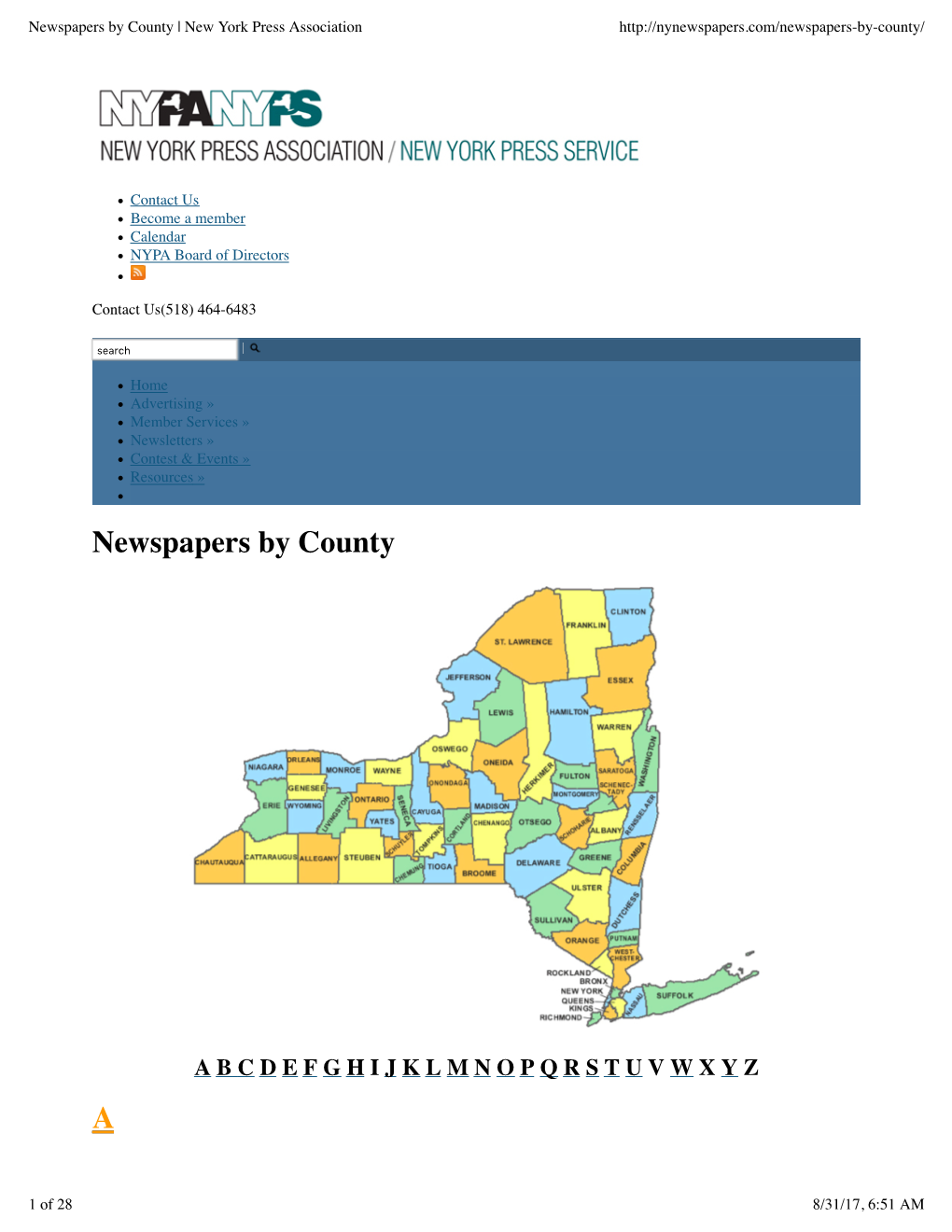 Newspapers by County | New York Press Association