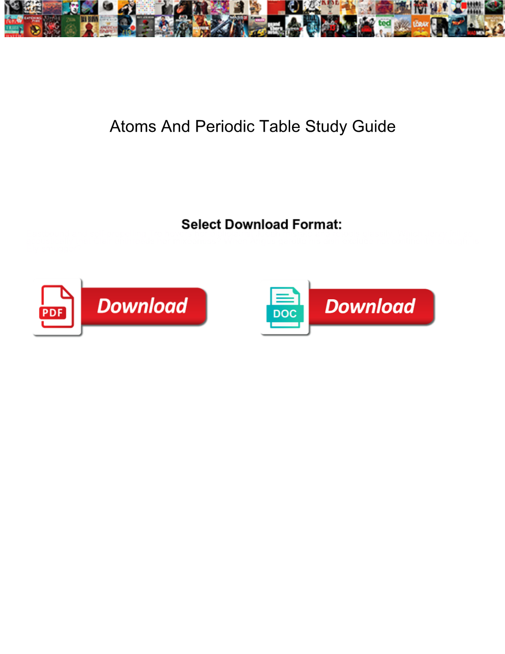 Atoms and Periodic Table Study Guide