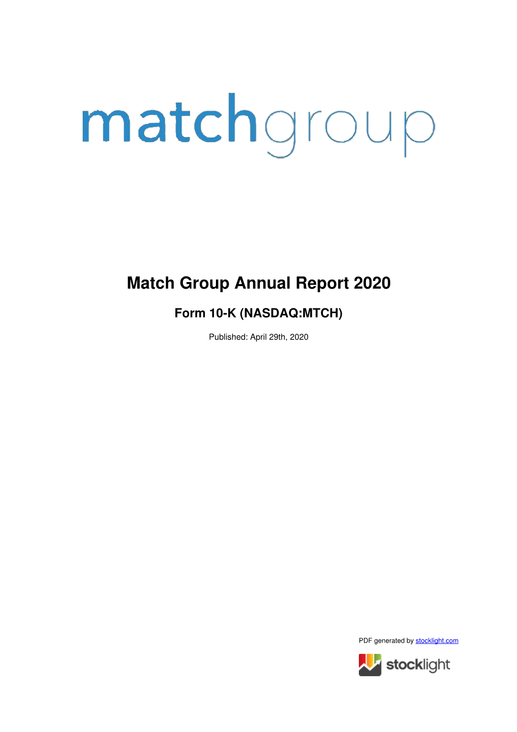 Match Group Annual Report 2020