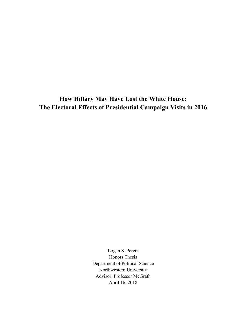 The Electoral Effects of Presidential Campaign Visits in 2016