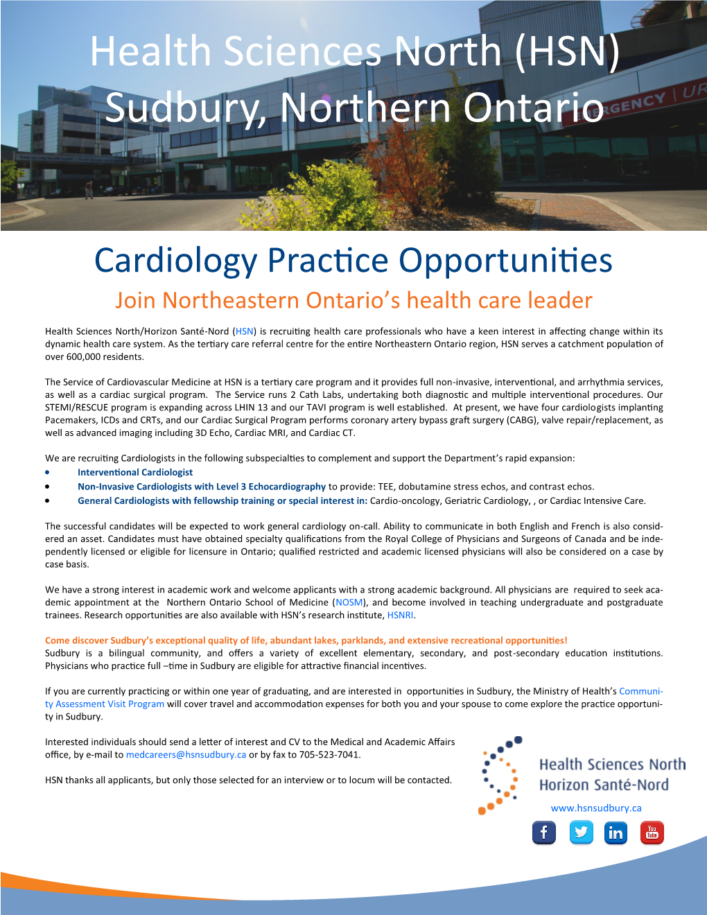 Health Sciences North (HSN) Sudbury, Northern Ontario