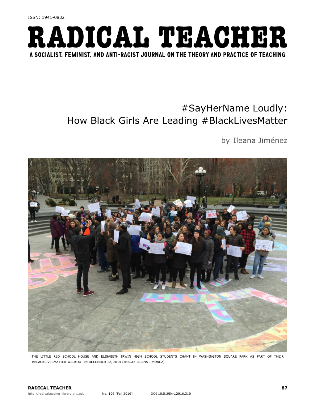 Sayhername Loudly: How Black Girls Are Leading #Blacklivesmatter