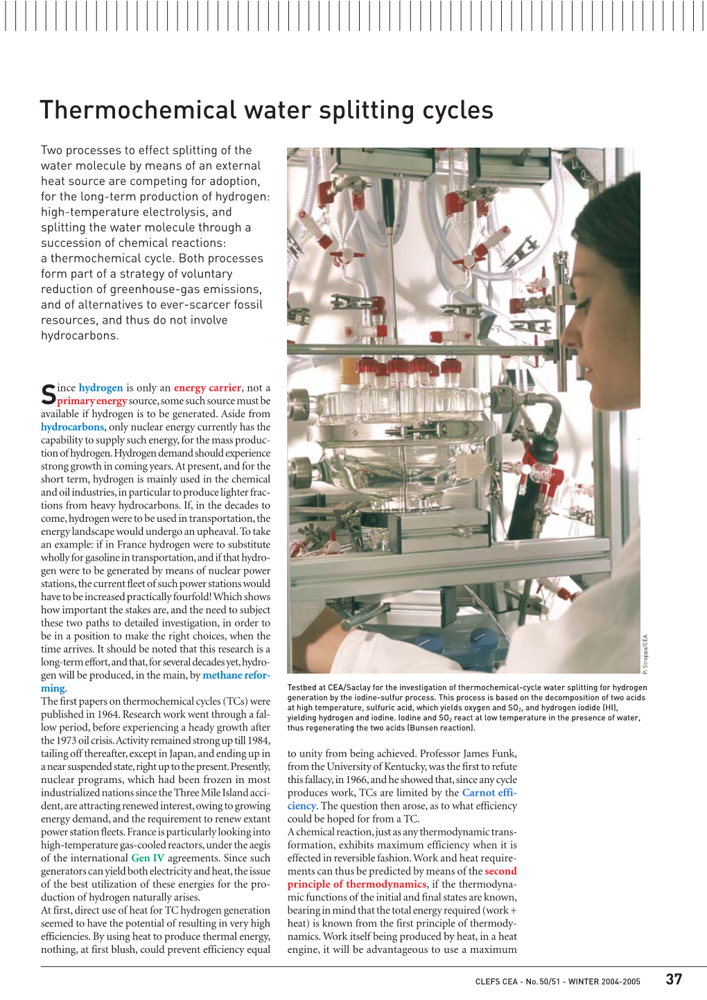 Thermochemical Water Splitting Cycles