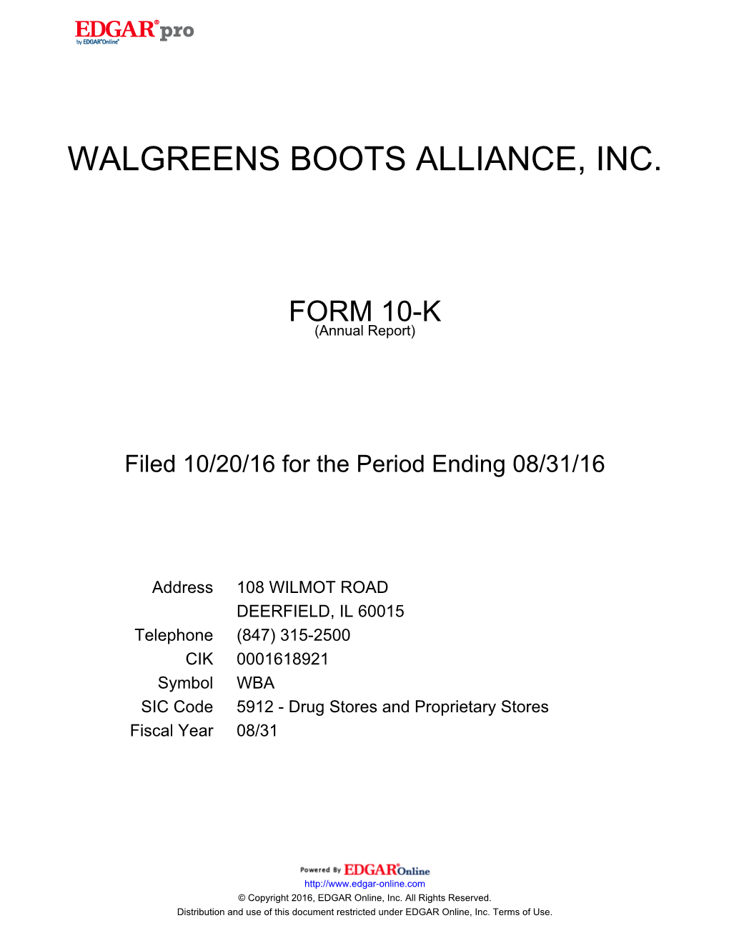 Walgreens Boots Alliance, Inc
