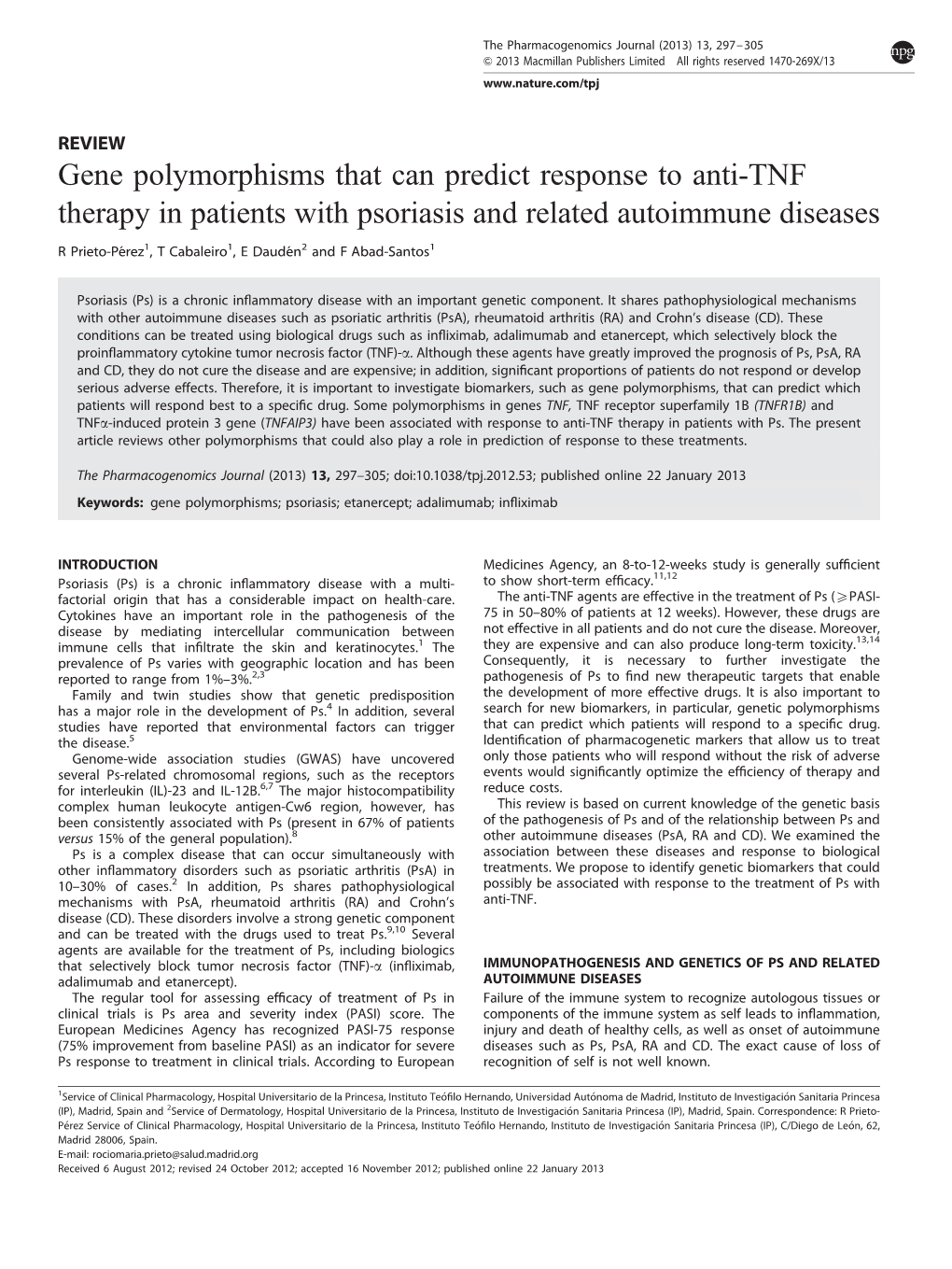 Gene Polymorphisms That Can Predict Response to Anti-TNF Therapy in Patients with Psoriasis and Related Autoimmune Diseases