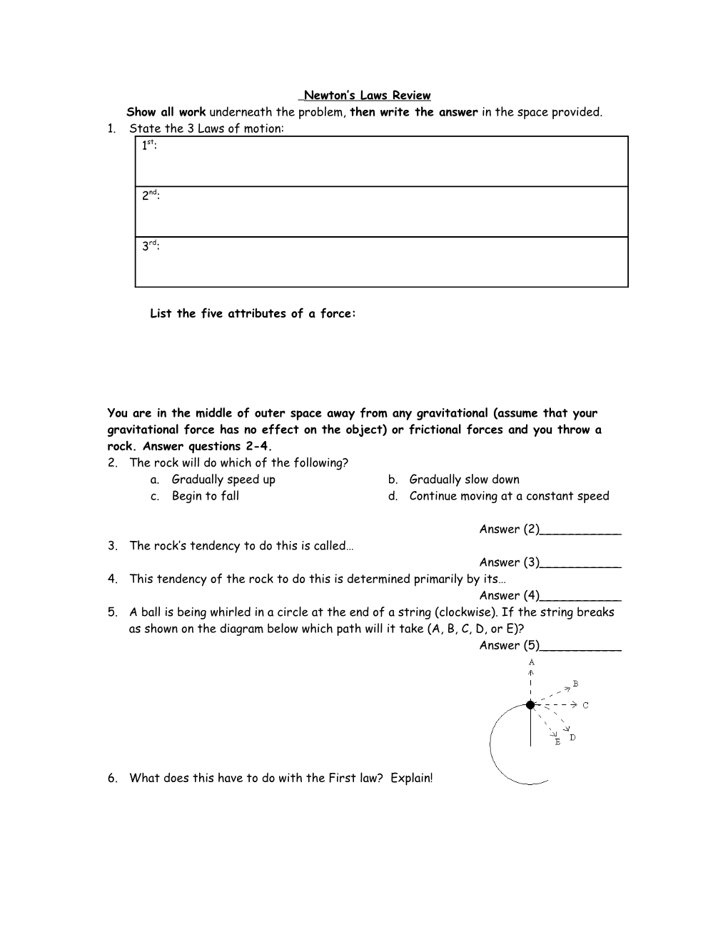 For Questions 9-12, Draw the Force Diagram to Represent the Situation in the Middle Column