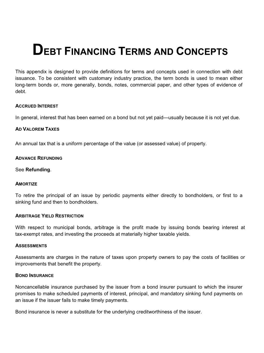 Debt Financing Terms and Concepts