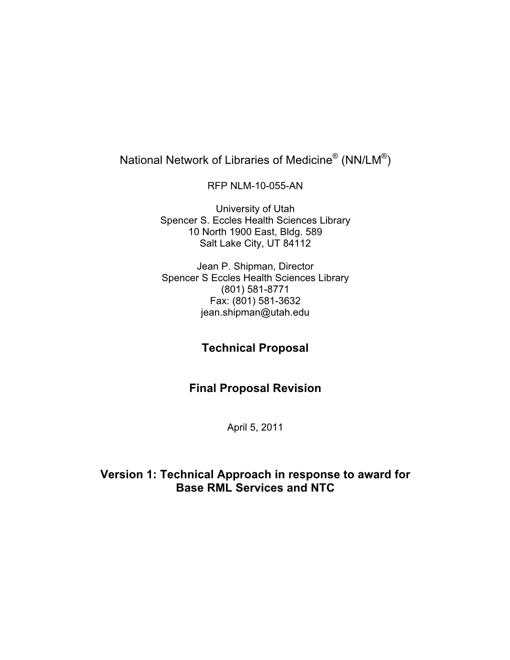 MCR Technical Proposal