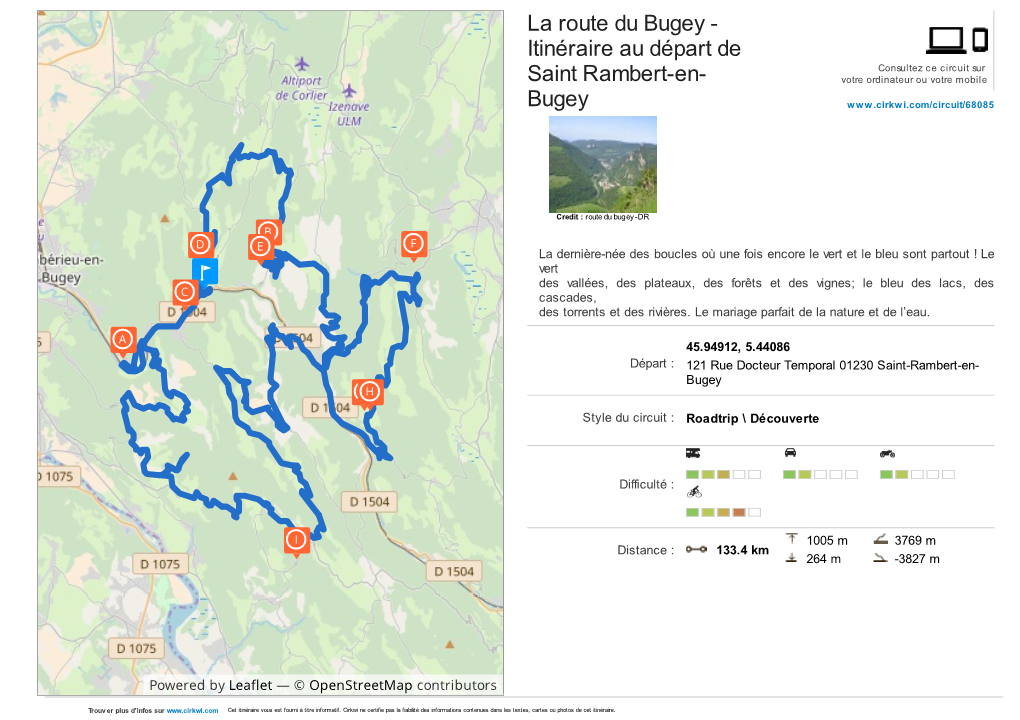 Itinéraire Au Départ De Saint Rambert-En- Bugey