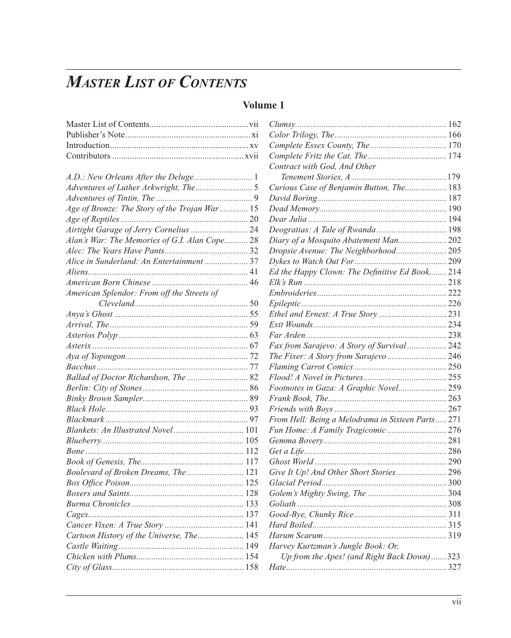 Table of Contents