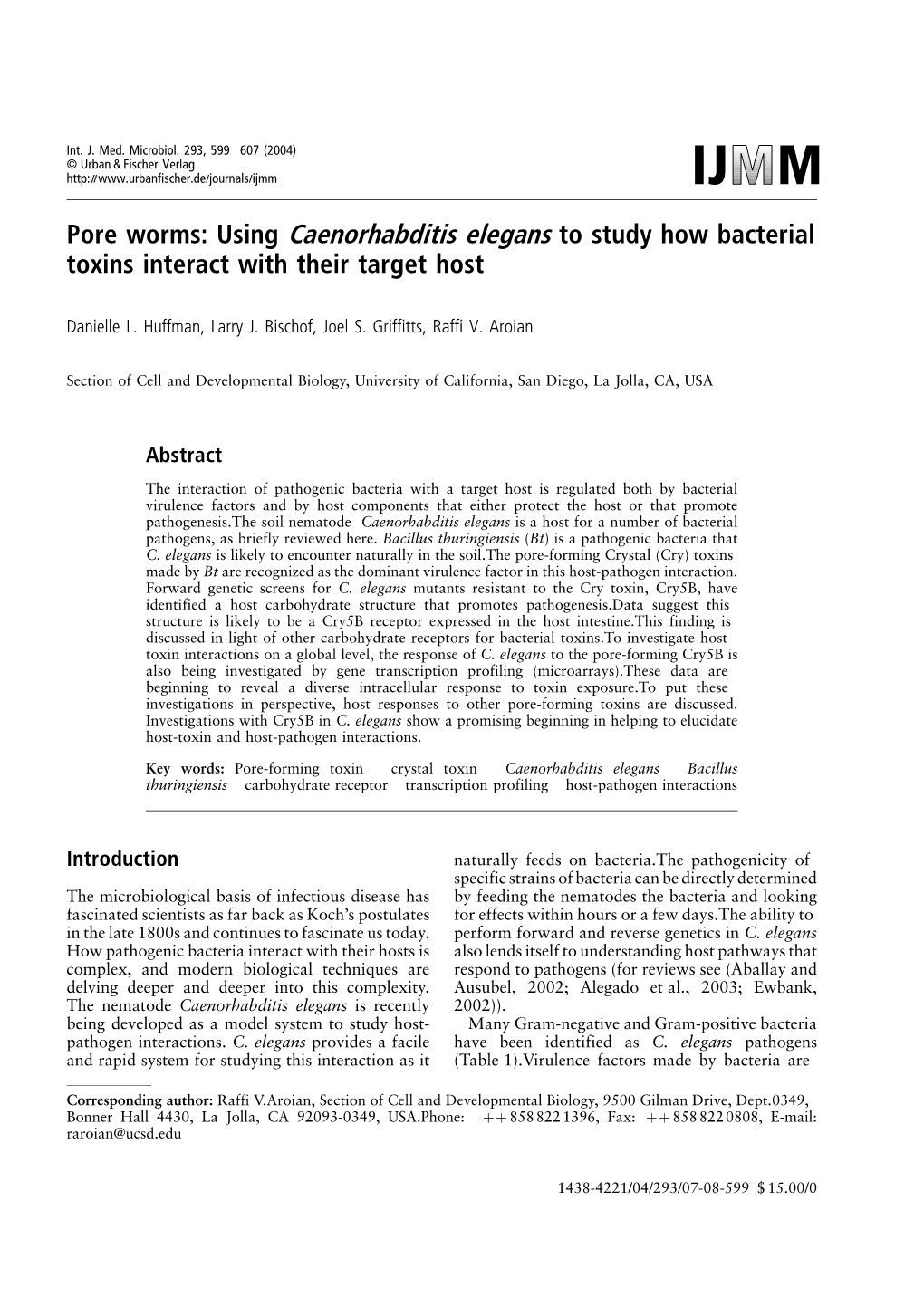 Pore Worms: Using Caenorhabditis Elegans to Study How Bacterial Toxins Interact with Their Target Host