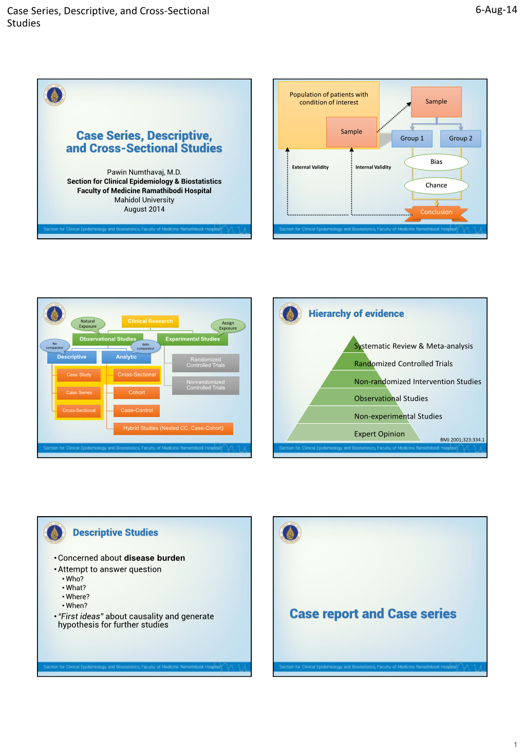 Case Series, Descriptive, and Cross-Sectional Studies