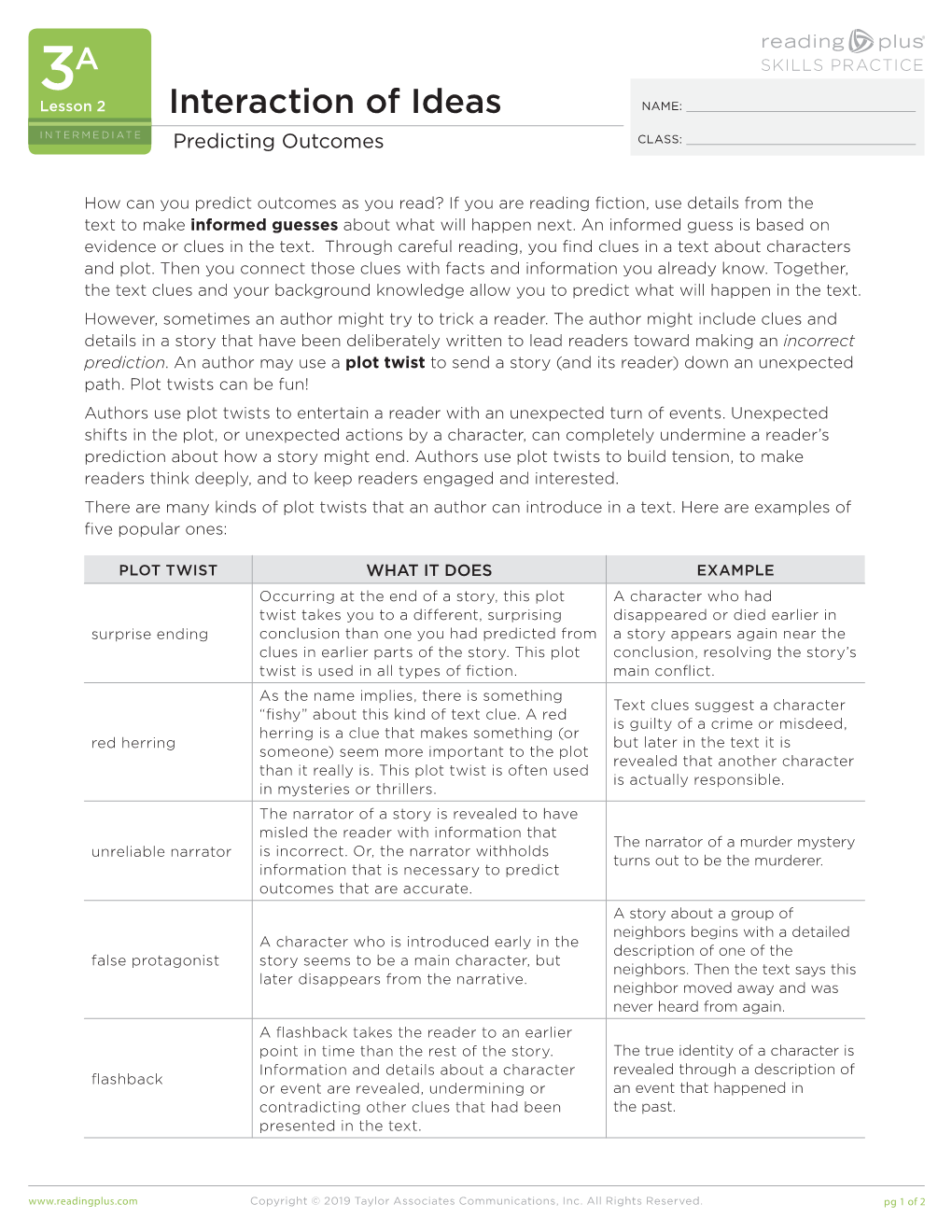 Intermediate Skills Practice Worksheet