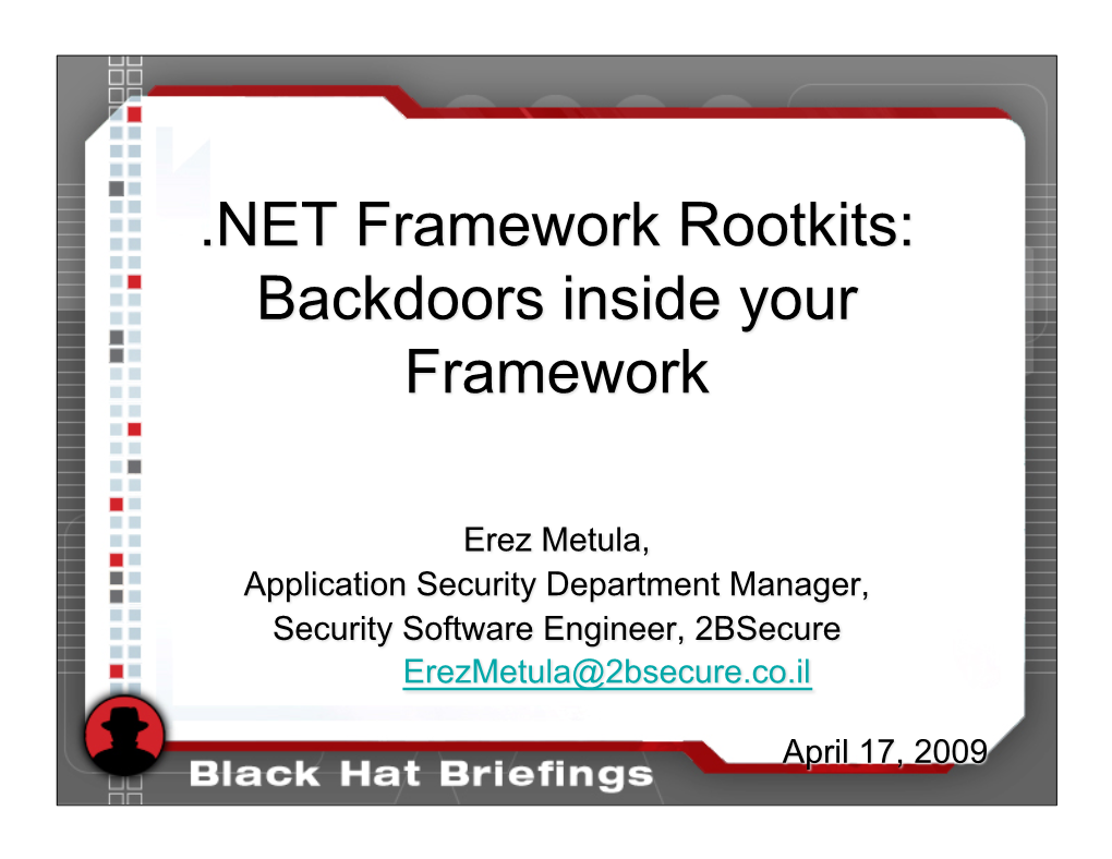 NET Framework Rootkits