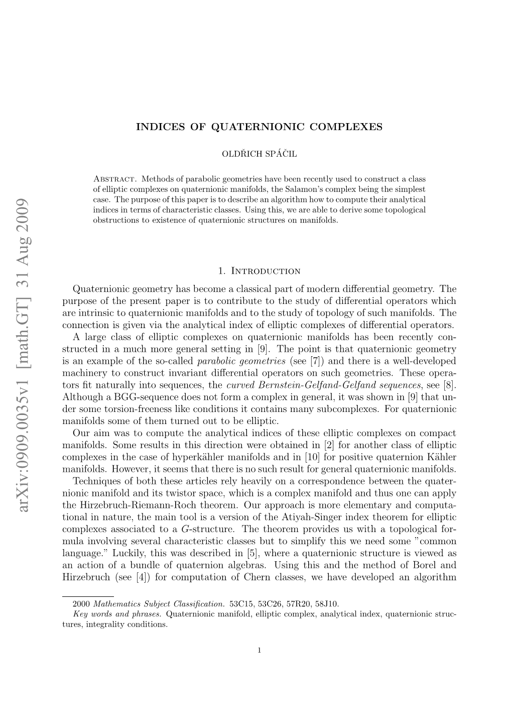 Indices of Quaternionic Complexes