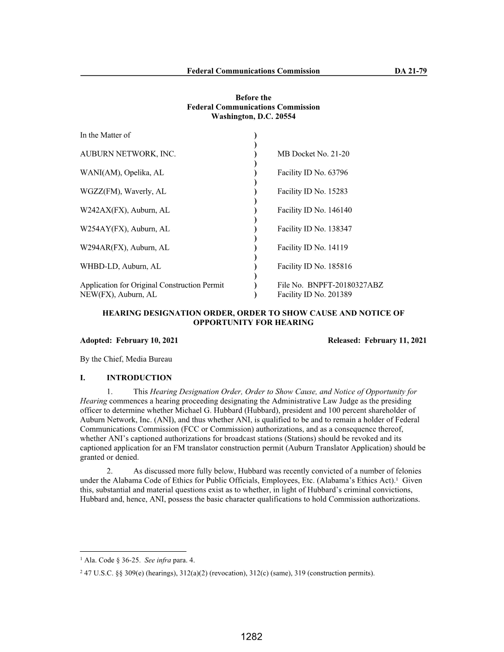 Federal Communications Commission DA 21-79 Before the Federal