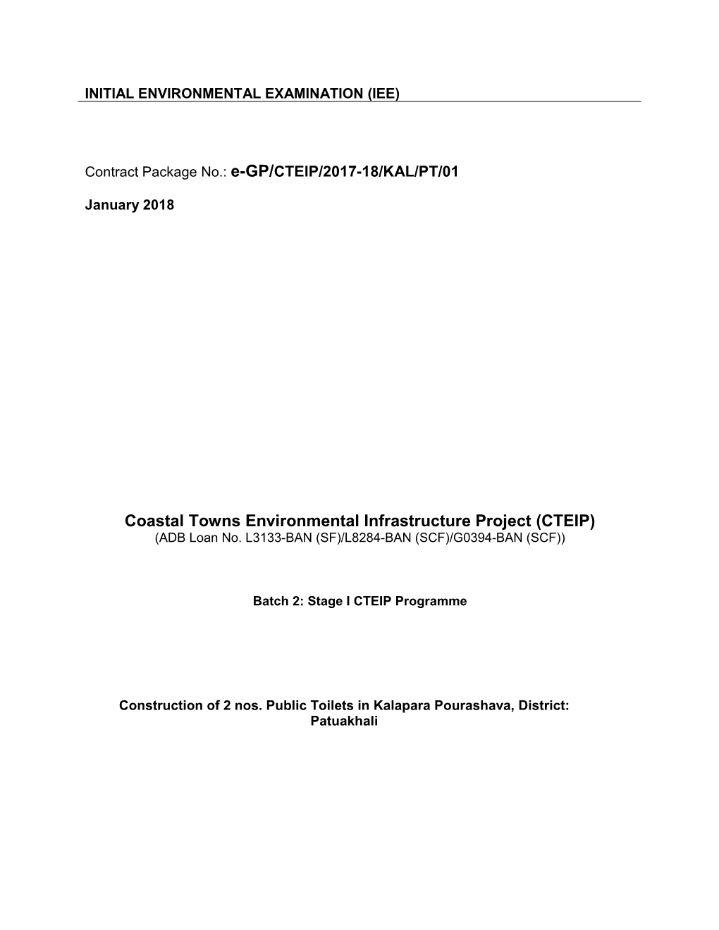 Coastal Towns Environmental Infrastructure Project (CTEIP) (ADB Loan No