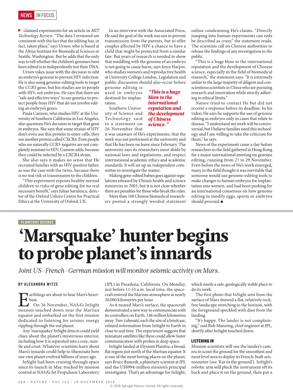 'Marsquake' Hunter Begins to Probe Planet's Innards