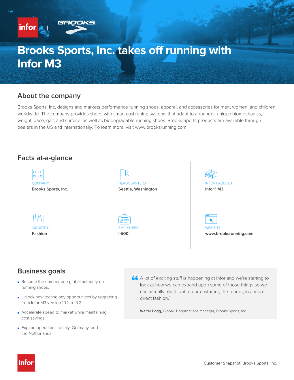 Brooks Sports, Inc. Takes Off Running with Infor M3